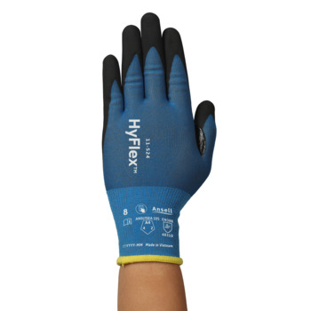Ansell Hyflex INTERCEPT 11-524 Black 9 Cut Resistant Glove - Light Duty Grade - ANSI/ISEA Level A4 Cut Resistance - Nitrile Foam Palm Coating - 185 mm - 270 mm Length - Smooth Finish - 11524090