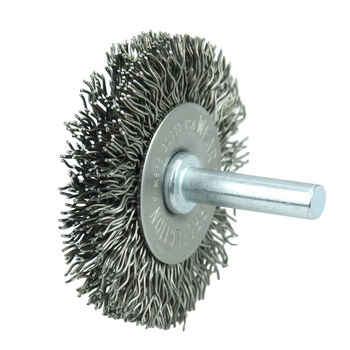 Weiler Steel Radial Bristle Brush - 2 in Outside Diameter - 0.014 in Bristle Diameter - 17957