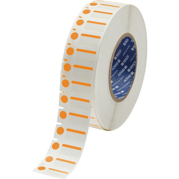Brady THT-250-494-OR Thermal Transfer Printable Labels - 1 in x 0.5 in - Polyester - Orange / White - B-494 - 60871
