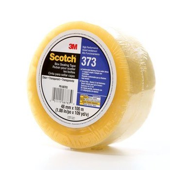 3M Scotch 373 Clear Box Sealing Tape - 48 mm Width x 100 m Length - 2.5 mil Thick - 68783