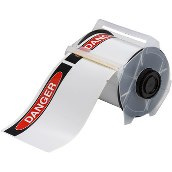 Picture of Brady Black / Red on White Self-Laminating Indoor / Outdoor Vinyl Thermal Transfer 121558 Continuous Thermal Transfer Printer Label Roll (Main product image)