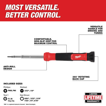 Milwaukee 48-22-2933 14-in-1 Multi-Bit Screwdriver - 7.37 in - 84650