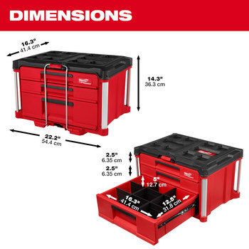Milwaukee PACKOUT 14.3 in Multi-Depth Tool Box 48-22-8447 - 4 Drawer - Plastic