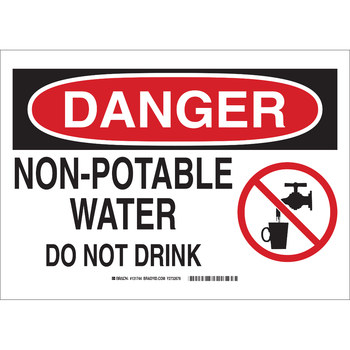 Picture of Brady B-120 Fiberglass Reinforced Polyester Rectangle White English Water Sanitation Sign part number 131745 (Main product image)