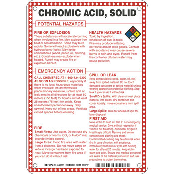 Picture of Brady B-120 Fiberglass Reinforced Polyester Rectangle White English Chemical Warning Sign part number 48861 (Main product image)