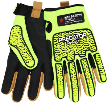 MCR Safety Hypermax Predator Mechanics Hi-Vis Yellow 3XL Mechanics Work Gloves - Wing Thumb - Premium Grade - A9 Cut Resistance - Polyurethane Coating - PD6901XXXL