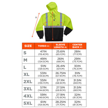 Ergodyne GloWear Sweatshirt Type R 21684 - Size Large - Lime/Black