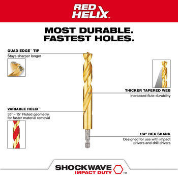 Milwaukee SHOCKWAVE Drill Bit Set 48-89-4644 - Titanium Coated