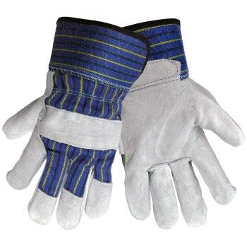 Picture of Global Glove Blue/Yellow/Black XL Split Cowhide Leather Full Fingered Work & General Purpose Gloves (Main product image)