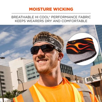 Ergodyne Chill-Its 6605 Black/Red Hi Cool/Terry Cloth Stand Alone Sweatband - 720476-12429
