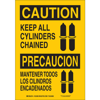 Picture of Brady B-302 Polyester Rectangle Yellow English / Spanish Hazardous Material Sign part number 125402 (Main product image)