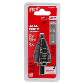 Milwaukee 7/8 - 1 3/8 in Step Drill Bit 48-89-9212 - 6.0 in Overall Length - 1/2 in Flute - Black Oxide