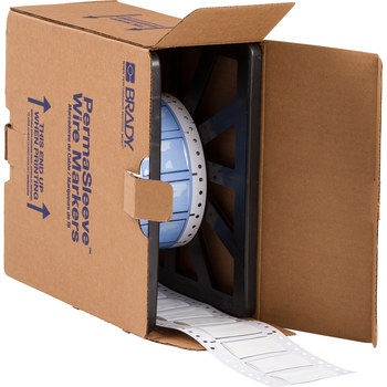 Picture of Brady Permasleeve White Heat-Shrinkable, Self-Extinguishing Polyolefin Thermal Transfer PS-750-2-WT-S-2 Die-Cut Thermal Transfer Printer Sleeve (Main product image)