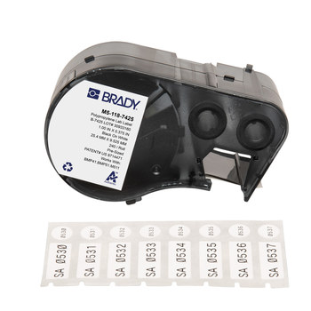 Picture of Brady Black on White Polypropylene Thermal Transfer M5-118-7425 Chemical and Temperature Resistant Labels (Main product image)