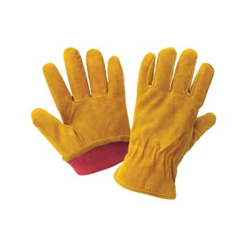 Global Glove 3200SRF Brown Large Split Cowhide Cotton/Leather Driver's Gloves - Keystone Thumb - 3200SRF/LG