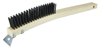 Weiler Steel Hand Wire Brush - 2.85 in Width x 14.2 in Length - 0.012 in Bristle Diameter - Includes: Scraper - 44058