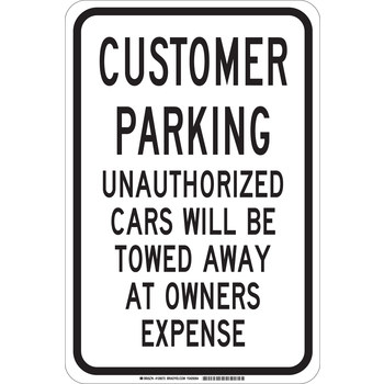 Picture of Brady B-555 Aluminum Rectangle White English Parking Restriction, Permission & Information Sign part number 129570 (Main product image)