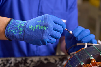 Ansell HyFlex 11814 Blue 9 Work Gloves - Automotive, Machinery and Equipment, Aerospace, Chemical Grade - A1 Cut Resistance - Nitrile Foam Palm & Fingers Coating - 11814090