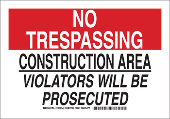 Picture of Brady B-401 Polystyrene Rectangle White English Construction Site Sign part number 126856 (Main product image)