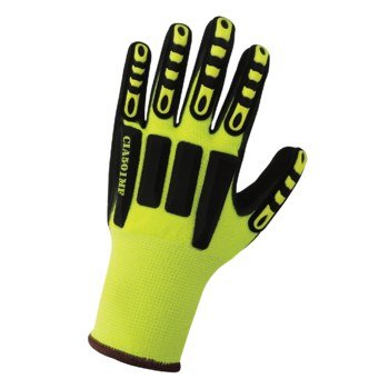 Global Glove Vise Gripster C.I.A CIA501MF Lime/Black Large Nylon Mechanic's Gloves - Nitrile Palm & Fingers Coating - CIA501MF/LG