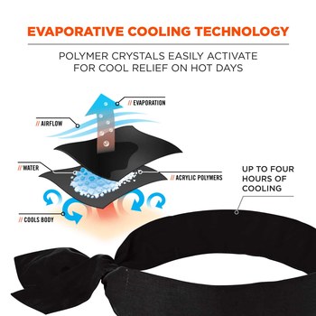 Ergodyne Chill-Its 6700 Black Activated Polymer Bandana - 720476-12332