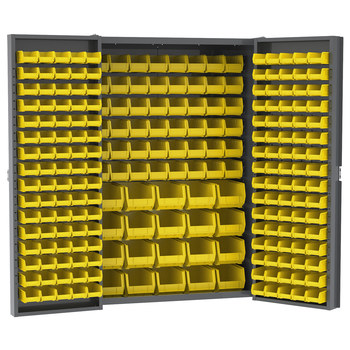 Picture of Akro-Mils HD4824F 1500 lb Gray Yellow Powder Coated Steel 16 ga Non-Stackable Bin Cabinet (Main product image)