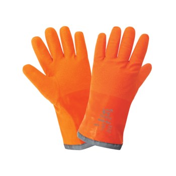 Global Glove FrogWear 8450 Hi-Vis Orange Large Chemical-Resistant Gloves - 12 in Length - Sandblast Finish - 8450-9(L)