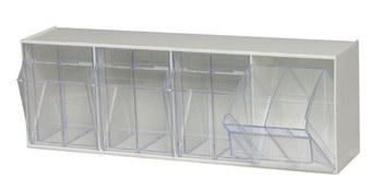 Picture of Quantum Storage QTB304WT White Clear Powder Coated Plastic Stackable Tip Out Bin Cabinet (Main product image)
