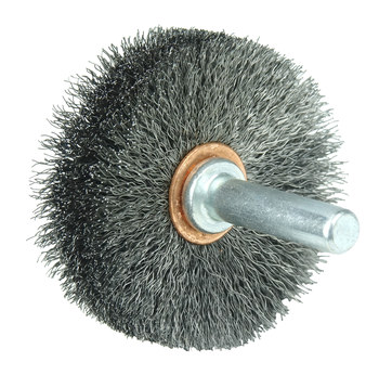 Weiler 17605 Wheel Brush - 1-3/4 in Dia - Crimped Steel Bristle