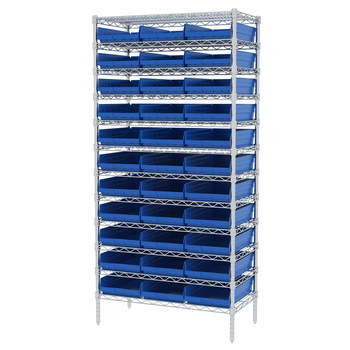 Picture of Akro-Mils AWS183630178 Shelfmax 2000 lb Adjustable Blue Chrome Steel Open Fixed Shelving System (Main product image)