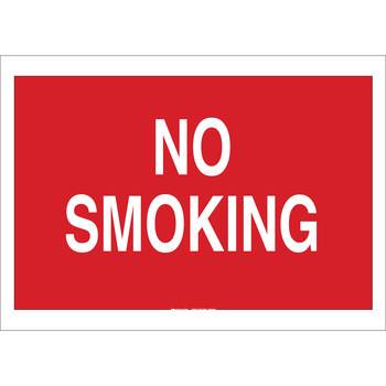 Picture of Brady B-555 Aluminum Rectangle Red English No Smoking Sign part number 141951 (Main product image)