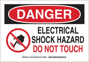 Picture of Brady B-401 Polystyrene Rectangle White English Electrical Safety Sign part number 127015 (Main product image)