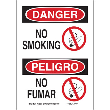 Picture of Brady B-302 Polyester Rectangle White English / Spanish No Smoking Sign part number 122641 (Main product image)