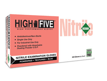 Microflex High Five N84 Blue XL Powdered Disposable Gloves - Food Grade - 9 in Length - Rough Finish - N844-10