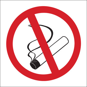 Picture of Brady B-120 Fiberglass Reinforced Polyester Square White English No Smoking Sign part number 69792 (Main product image)