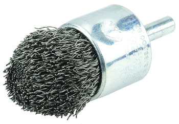 Weiler Steel Cup Brush - Shank Attachment - 1 in Diameter - 0.014 in Bristle Diameter - 10310