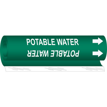 Picture of Brady White on Green Polyester High Visibility 5744-O Wrap-Around Pipe Marker (Main product image)