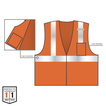 Ergodyne Glowear High-Visibility Vest 8210Z 21045 - Size Large/XL - High-Visibility Orange