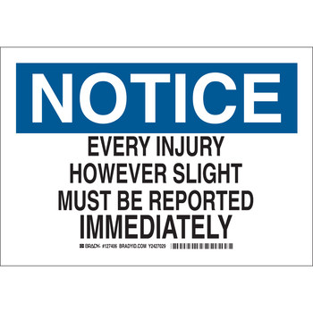 Picture of Brady B-302 Polyester Rectangle White English Accident Notice Sign part number 127409 (Main product image)