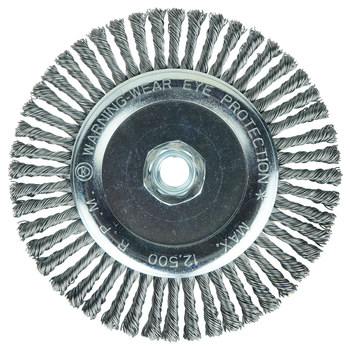 Weiler Roughneck 08766 Wheel Brush - 6 in Dia - Knotted - Stringer Bead Steel Bristle