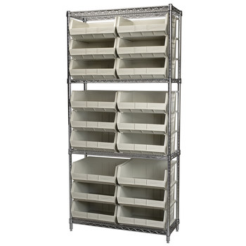 Picture of Akro-Mils AWS143630250 Akrobin 2000 lb Adjustable Stone Chrome Steel Open Fixed Shelving System (Main product image)