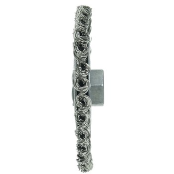 Weiler Roughneck 13137 Wheel Brush - 4 in Dia - Knotted - Stringer Bead Stainless Steel Bristle