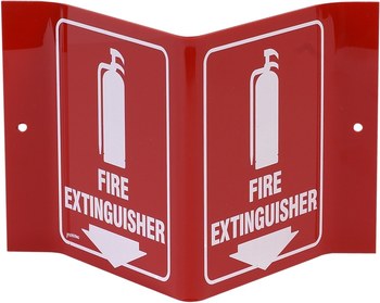Picture of Brady Acrylic V Shape Red English Fire Equipment Sign part number V1FE15A (Main product image)