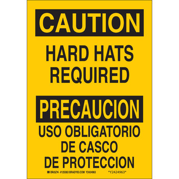 Picture of Brady B-120 Fiberglass Reinforced Polyester Rectangle Yellow English / Spanish PPE Sign part number 39965 (Main product image)
