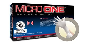 Microflex Micro One MO-150 White Large Powdered Disposable Gloves - Industrial Grade - 9 in Length - Smooth Finish - 5.5 mil Thick - MO-150-L