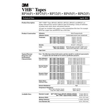 3M RP62 Gray VHB Tape - 1 in Width x 36 yd Length - 0.062 in Thick