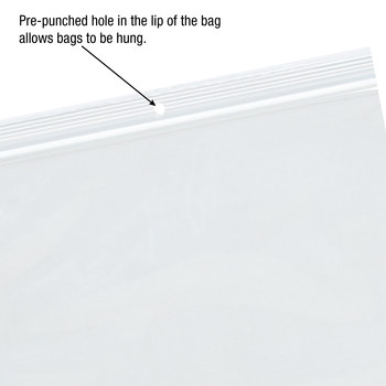 Clear Reclosable Poly Bags w/ Hang Hole - 6 in x 8 in - 4 Mil Thick - 4630
