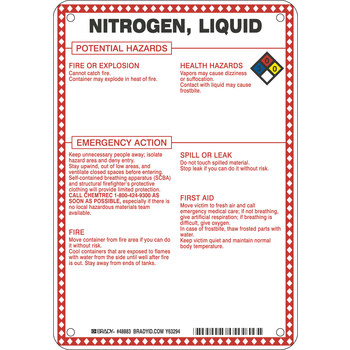Picture of Brady B-120 Fiberglass Reinforced Polyester Rectangle White English Chemical Warning Sign part number 48883 (Main product image)