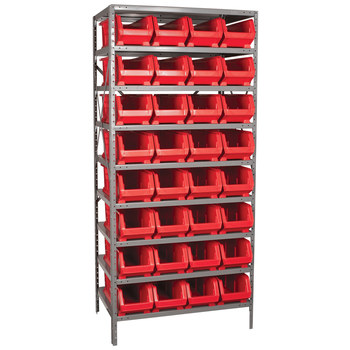Picture of Akro-Mils AS2479284 Akrobin 6500 lb Adjustable Red Gray Powder Coated Steel 22 ga Open Fixed Shelving System (Main product image)