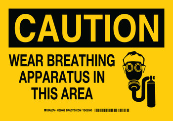 Picture of Brady B-401 Polystyrene Rectangle Yellow English Breathing Apparatus Sign part number 128668 (Main product image)